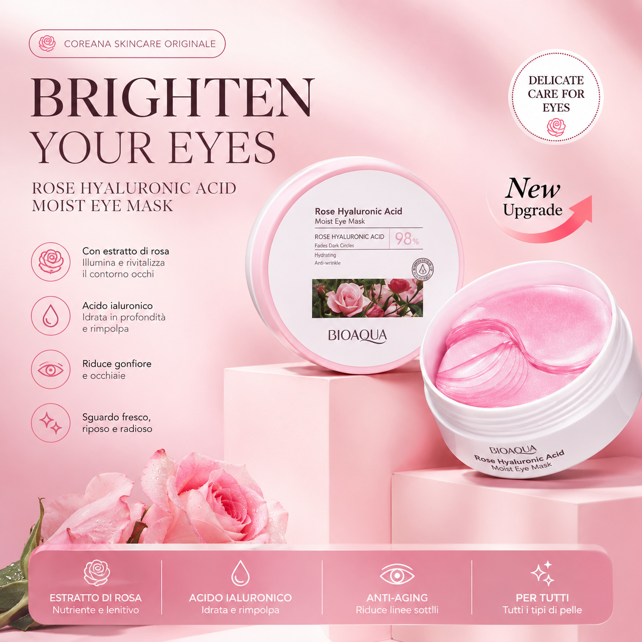 Rose Hyaluronic Eye Patch™ | Riduce Borse, Occhiaie e Segni di Stanchezza
